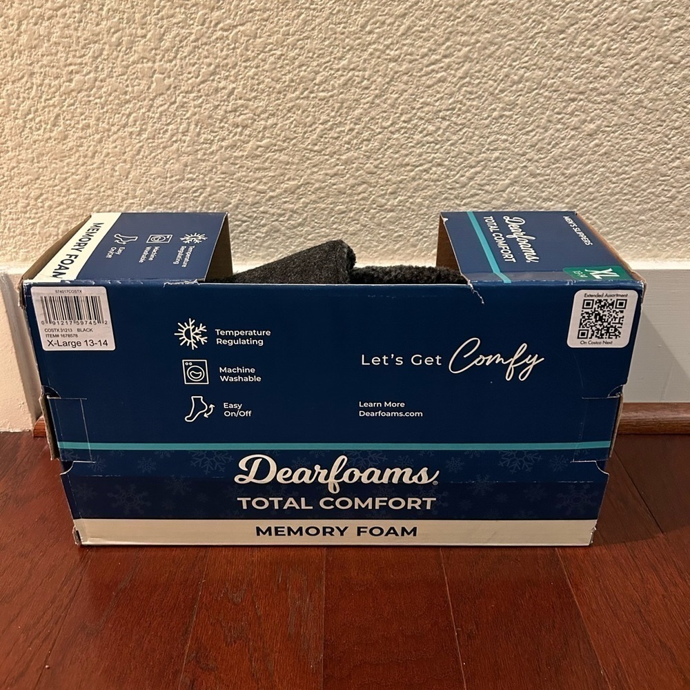 NEW Dearfoams Men's Total Comfort Memory Foam Slippers - SIZE XL 13-14 Gray - Picture 3 of 6